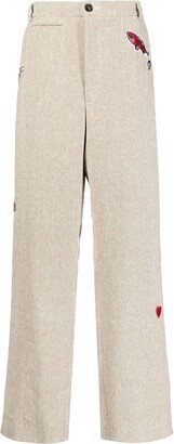 Patch-Detailed Straight-Leg Trousers