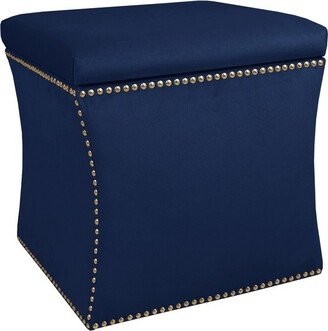 Nail Button Storage Ottoman Velvet Navy Gold Nail Buttons