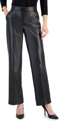 Petite Faux-Leather Pull-On Pants