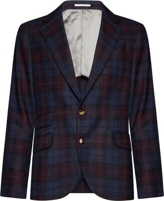 Checked Single-Breasted Jacket-AD