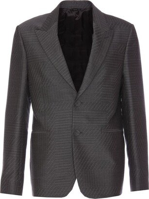 Logo Jacquard Single-Breasted Jacket-AA