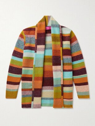 Shawl-Collar Striped Cashmere Cardigan-AB