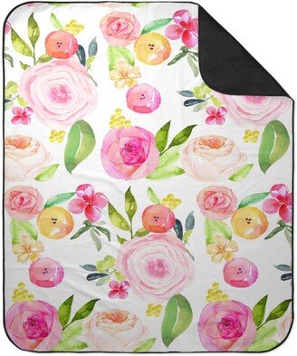 Picnic Blankets: Spring Peonies, Roses, And Poppies - Pink Picnic Blanket, Pink