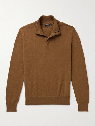 Oasi Nubuck-Trimmed Cashmere Half-Zip Sweater