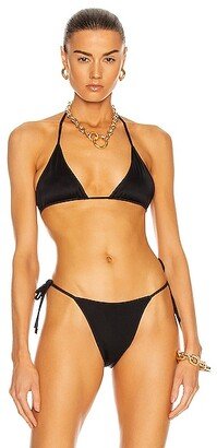 AEXAE Tyra Tie Neck Bikini Top in Black