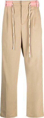 Drawstring-Waist Straight-Leg Trousers-AD