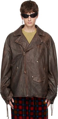 Brown Laced Leather Jacket