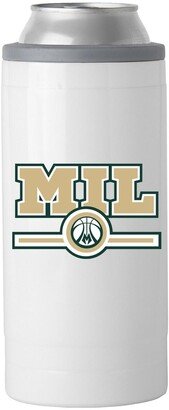 Milwaukee Bucks 12 oz Letterman Slim Can Cooler - White, Silver