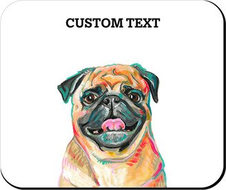 Mouse Pads: Pug Custom Text Mouse Pad, Rectangle Ornament, Multicolor