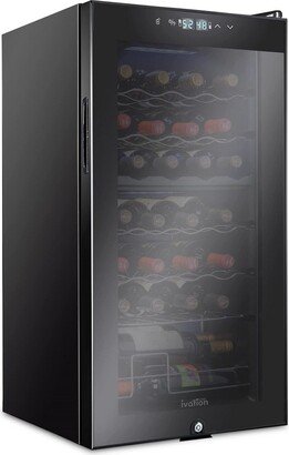 28 Bottle Wine Cooler Fridge, Dual Zone Refrigerator with Lock