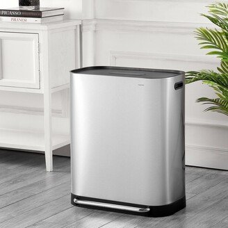 Beni Kitchen Trash/Recycling 16-Gallon Double-Bucket Step-Open Trash Can, Chrome