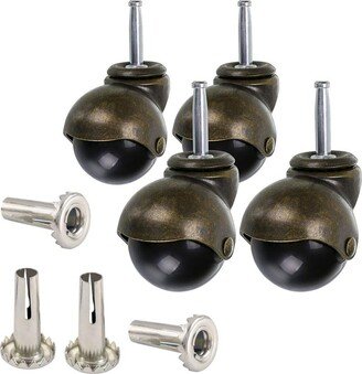 1.5 Inch Ball Caster Stem Wheel With Sockets, Vintage Antique Swivel For Furniture, Sofa, Chair, Cabinet, Pack Of 4