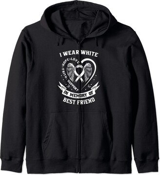Lung Cancer Awareness Products White Ribbon Gifts White In Memory of Best Friend Lung Cancer Awareness Family Zip Hoodie