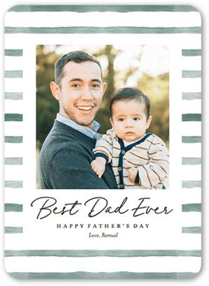 Father's Day Cards: Watercolor Stripes Father's Day Card, Green, 5X7, Matte, Signature Smooth Cardstock, Rounded