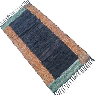 Leather Hearth Rug For Fireplace Fireproof Mat Green Rectangle-AA