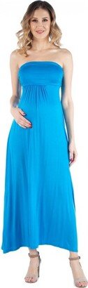 24seven Comfort Apparel Sleeveless Empire Waist Maternity Maxi Dress-Turq-2X