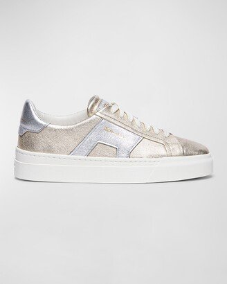 Metallic Bicolor Low-Top Sneakers