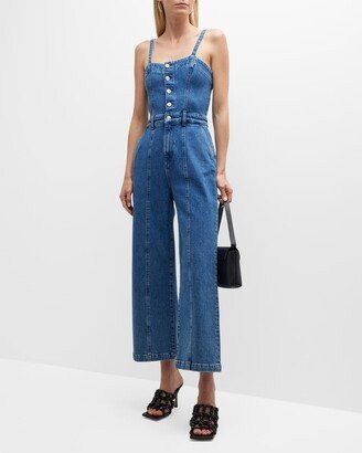 Anessa Wide-Leg Cropped Denim Jumpsuit