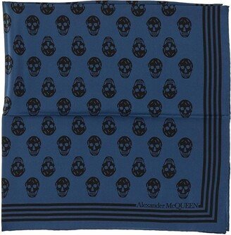 Skull-Printed Striped Edge Scarf-AC