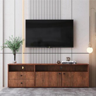 Simplie Fun 62.99 Modern style multi-storage dark brown slide rail Tv cabinet