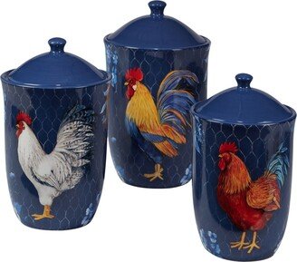 Indigo Rooster 3 Piece Canister Set