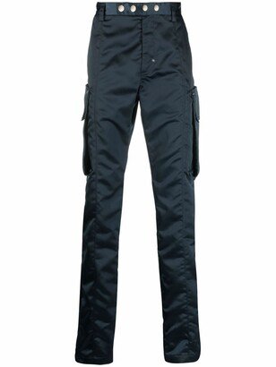 High-Shine Slim-Cut Trousers-AA