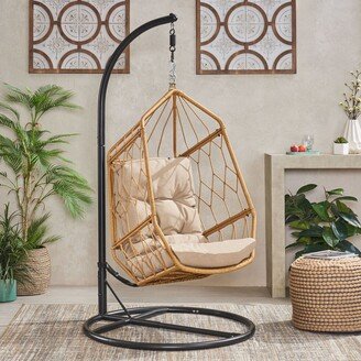 Allegra Outdoor Wicker Outdoor Hanging Chair with Stand