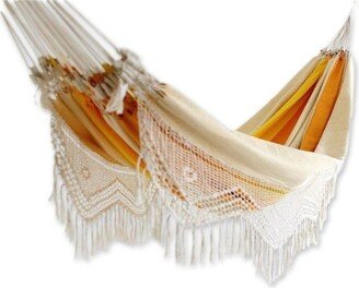 Handmade Striped Macrame Double Hammock