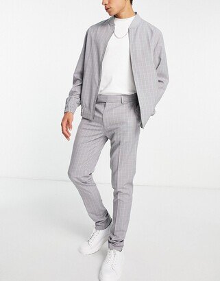 smart skinny pants in gray grid check - part of a set