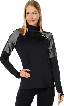 Light Speed 1/2 Zip Run Pullover (Black/Silver Reflective) Women's Clothing