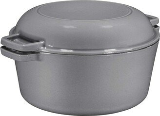 2-in-1 Gray Enamel Cast Iron Dutch Oven & Skillet Set, 5 Quarts | All-in-One Cookware for Induction, Electric, Gas, Stovetop & Oven