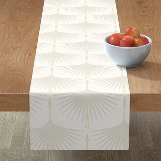 Table Runners: Art Deco Swans - Off-White On Off-White Table Runner, 72X16, Beige