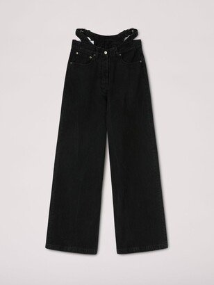 Belted Baggy Denim Pants