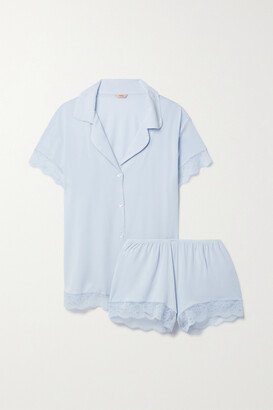 Malou Lace-trimmed Stretch-tencel Modal Jersey Pajama Set - Blue