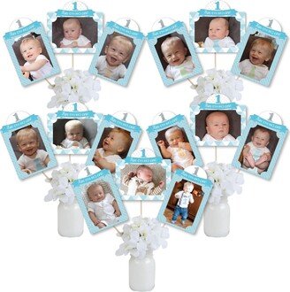 Big Dot Of Happiness 1st Birthday Boy - Fun to be One Picture Centerpiece - Photo Table Toppers 15 Ct