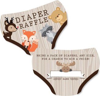 Big Dot of Happiness Woodland Creatures - Diaper Shaped Raffle Ticket Inserts - Baby Shower Activities - Diaper Raffle Game - Set of 24