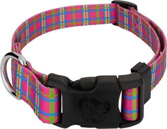 Country Brook Petz® Deluxe Bubblegum Pink Plaid Dog Collar - Made in U.S.A., Med