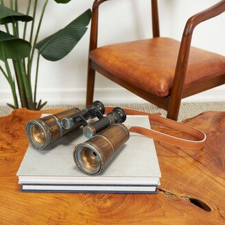 Studio 350 Copper Metal Antique Binocular Telescope with Brown Faux Leather Strap