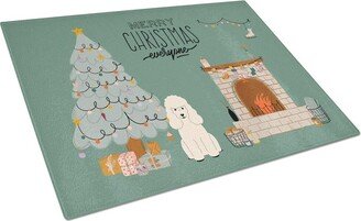 CK7633LCB White Poodle Christmas Everyone Glass Cutting Board