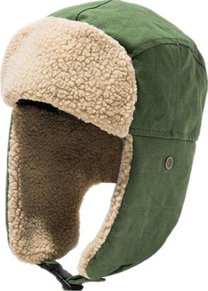 Generic Bomber Hats Vintage Men Women Winter Hat Earflaps Warm Cotton Polar Fleece Patchwork Ski Caps (Color : Green