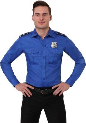 HalloweenCostumes.com Small Men Men's TSA Agent Blue Long Sleeved Costume Shirt, Black/Blue