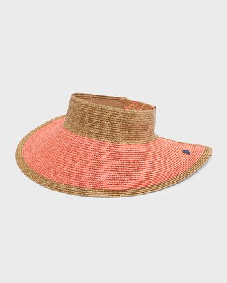 Color-Block Straw Wide Visor