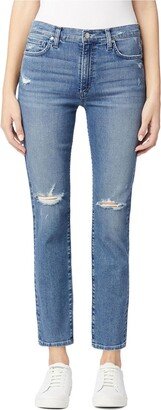 Lara Womens Distressed Straight Ankle Jeans