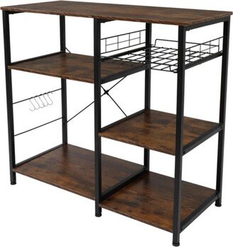 3-Tier Industrial Kitchen Bakers Rack Utility Microwave Oven Stand Storage Cart Workstation Shelf, Vintage - 35.4