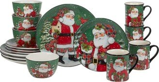Christmas Lodge Santa 16Pc Dinnerware Set