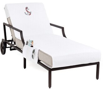 Anchor Embroidered Chaise Lounge Cover With Pockets