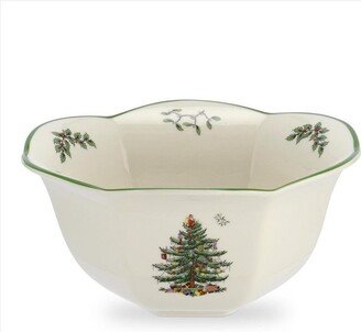 Christmas Tree Hexagonal Nut Bowl, 7 Inch Decorative Bowl for Nuts, Candy and Christmas Treats