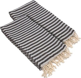 Set Of 2 Fun In The Sun Turkish Cotton Pestemal Beach Towels-AB