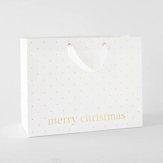 Sugar Paper + Target Large Polka Dot with 'Merry Christmas' Gift Bag White/Gold - Sugar Paper™ + Target