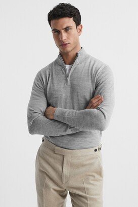 Merino Wool Half-Zip Funnel Neck Jumper-AB